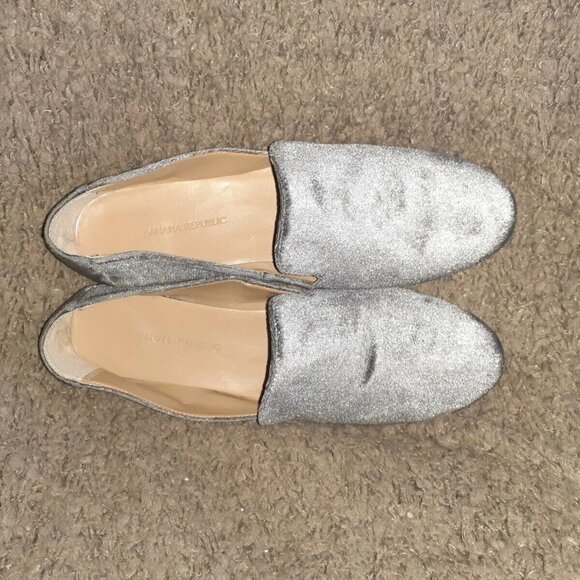 BANANA REPUBLIC-Demi Smoking Loafer-Gray Velvet-Slip On Flat-Sz 7-Excellent - Picture 6 of 7